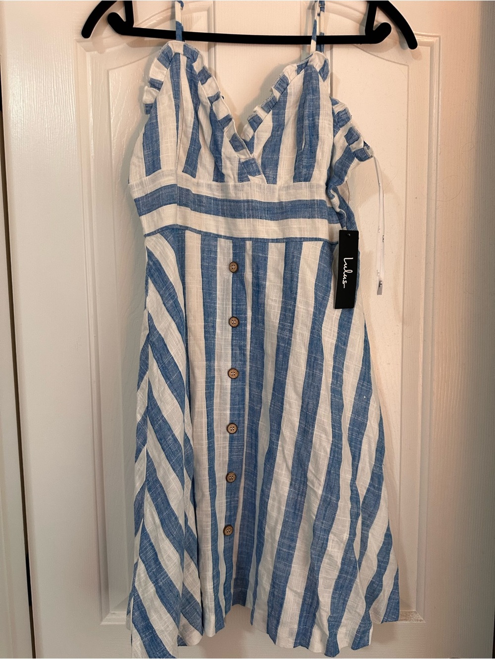 Lulu's Blue and White Striped Button-Front Sundress - Picture 1 of 2